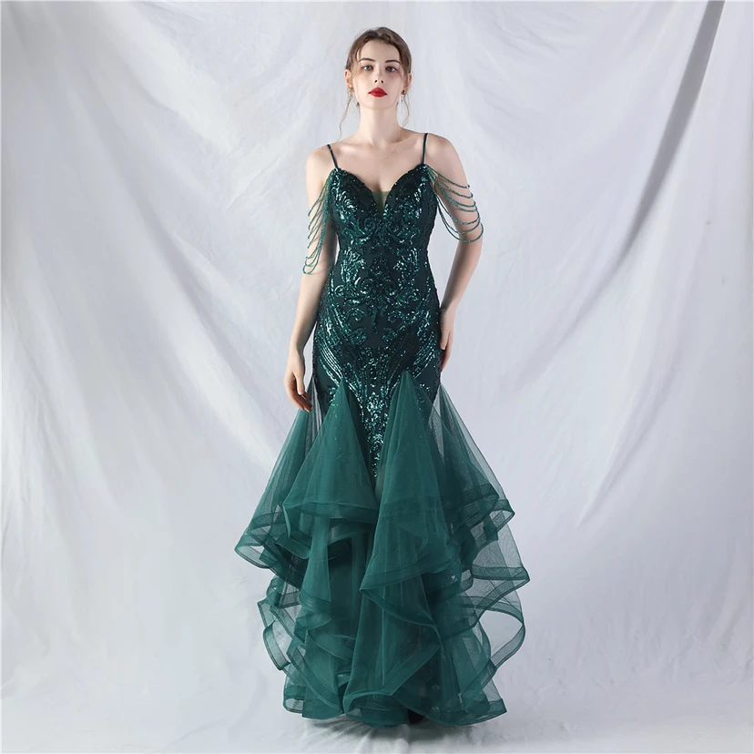 Handgefertigte Perlen, festes Netz, Positionierungsblumenperlen, Spleißnetz, heißes Tanz-Feier-Performance-Kleid view 71