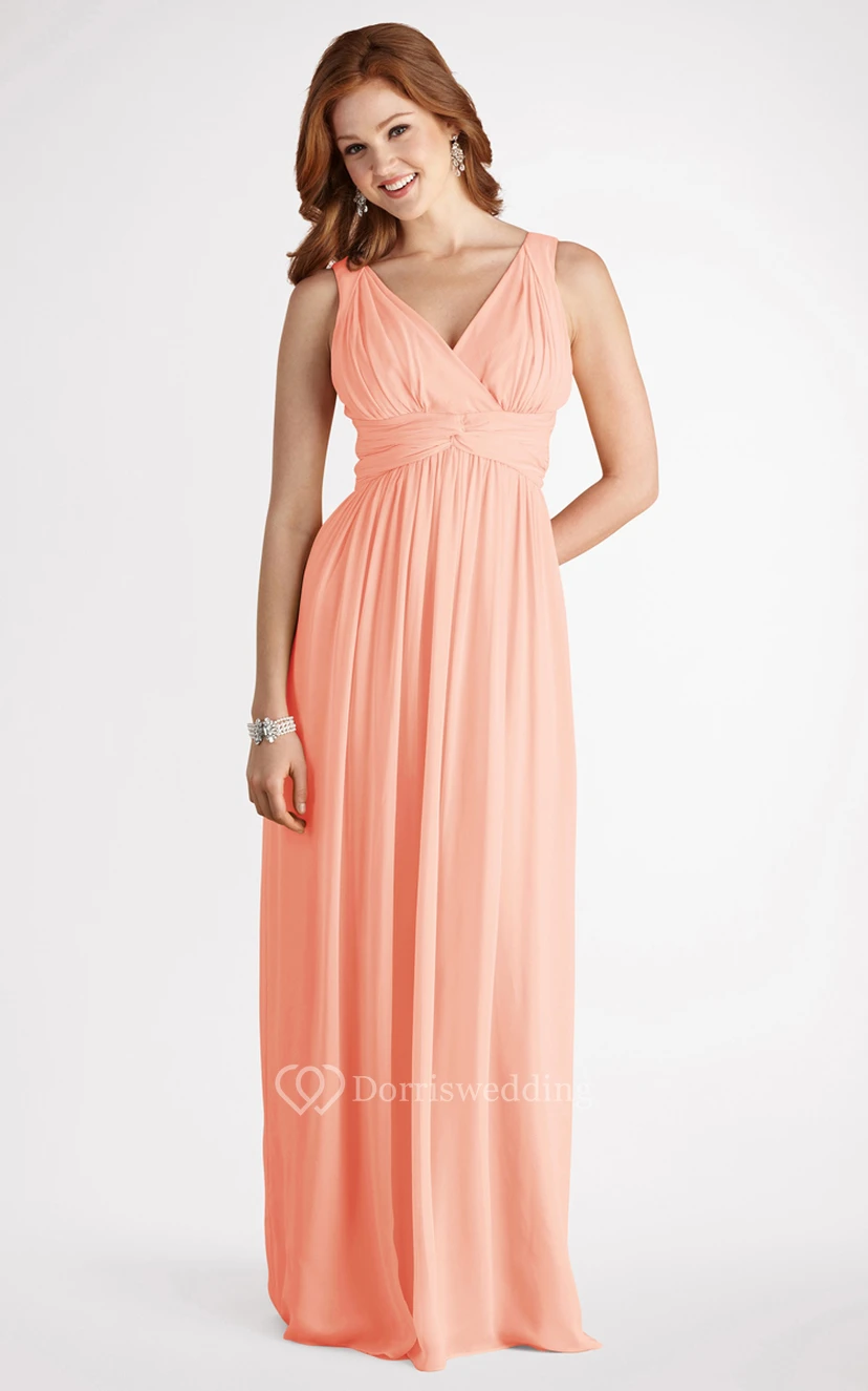 V-Neck Sleeveless Long-Chiffon Chic Dress With Ruching view 4