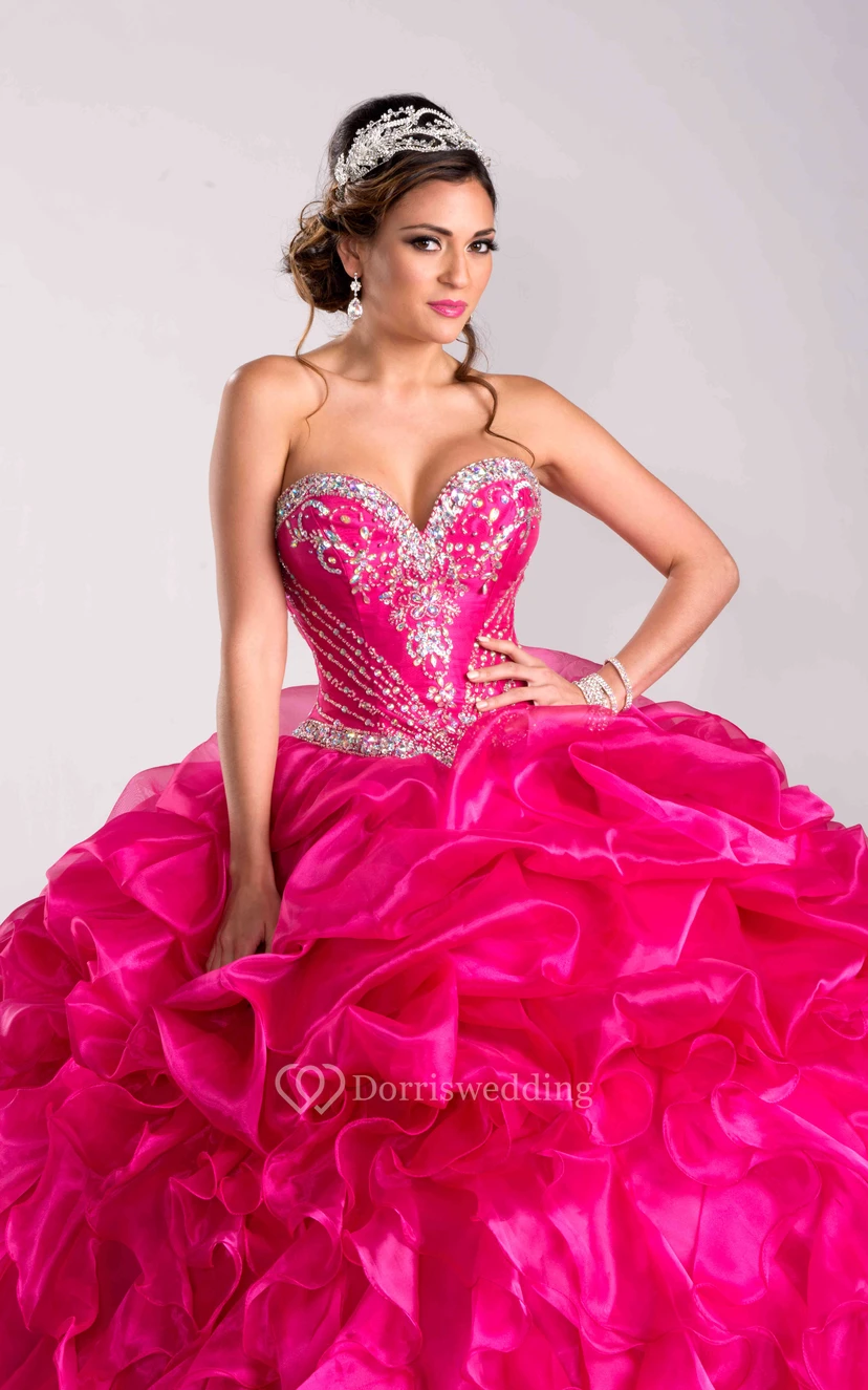 Crystal Detailed Corset Ball Gown With Lace-Up Back view 2