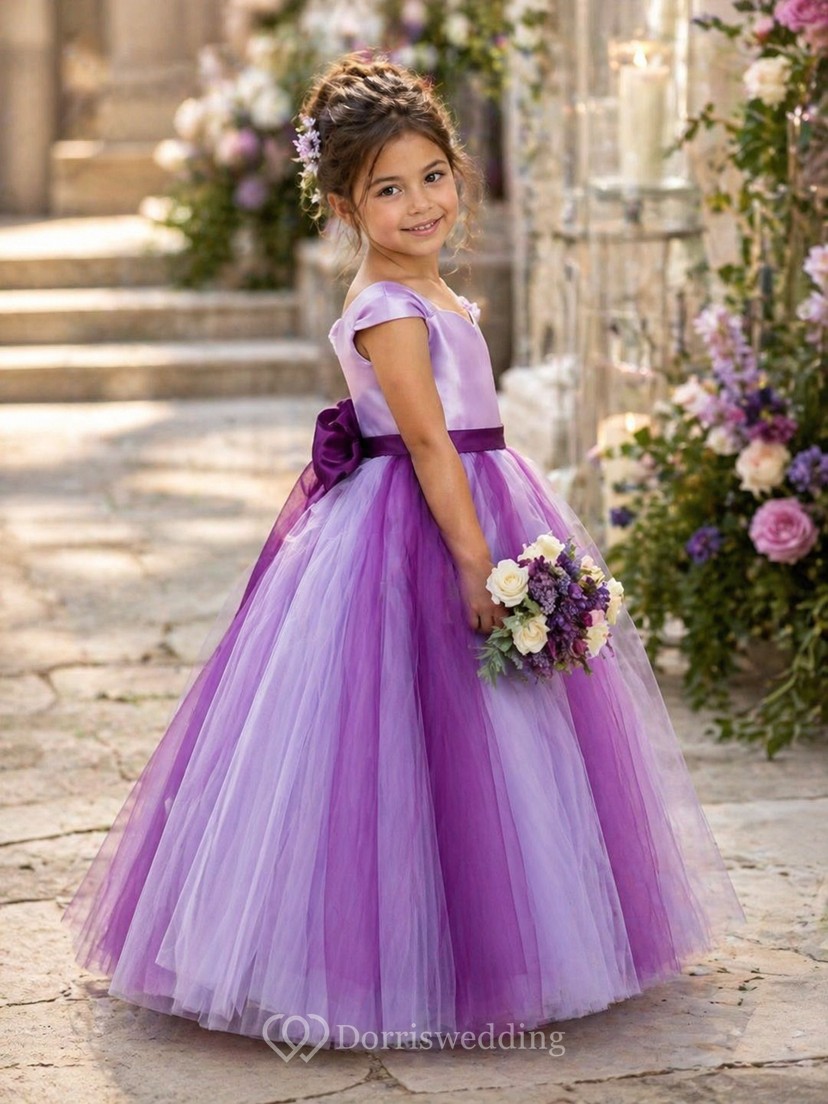 purple flower girls dress Eggplant Tulle Lace Flower Girl Dress