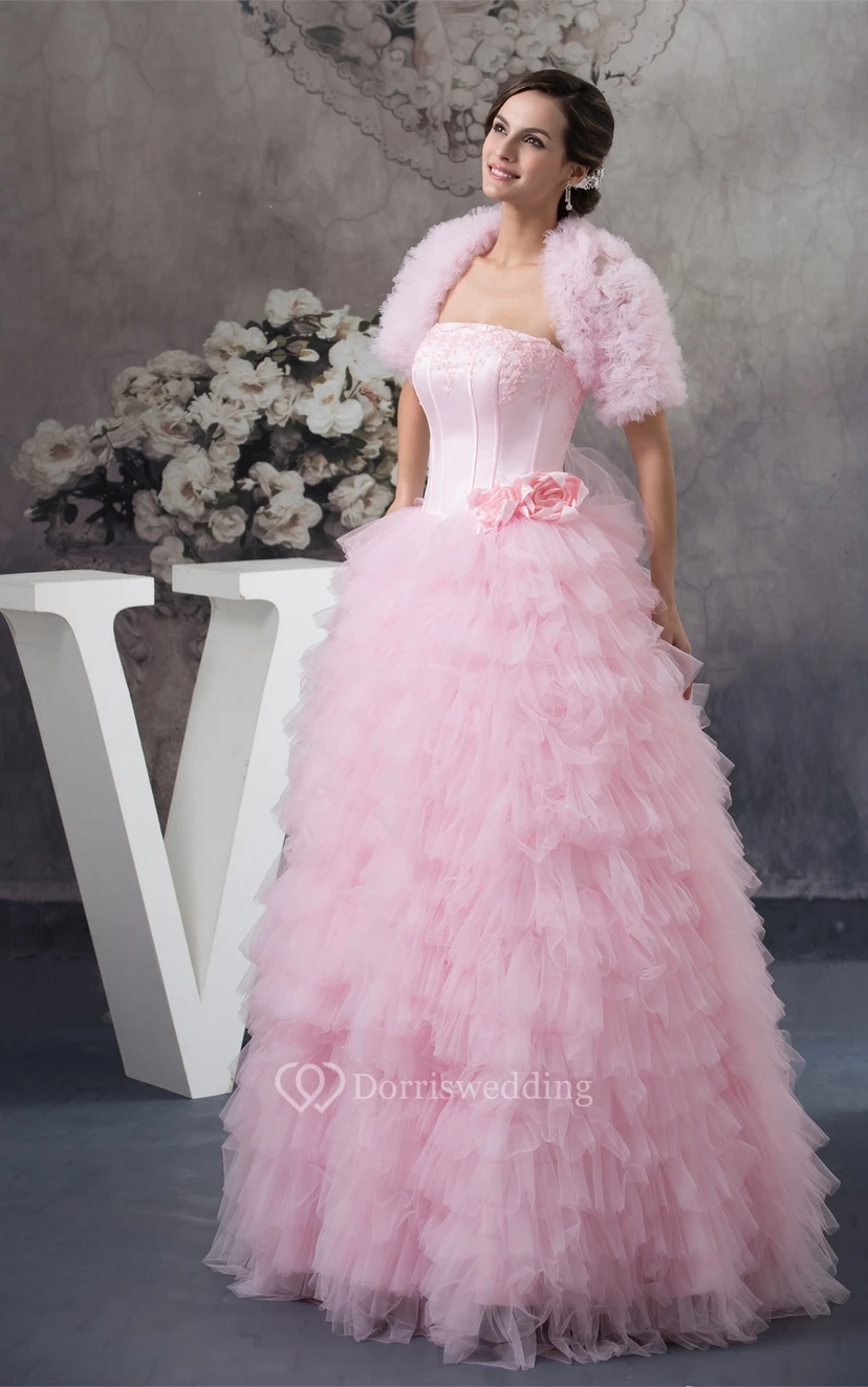 Sleeveless Ruffled Bolero and Ball-Gown With Appliques view 3