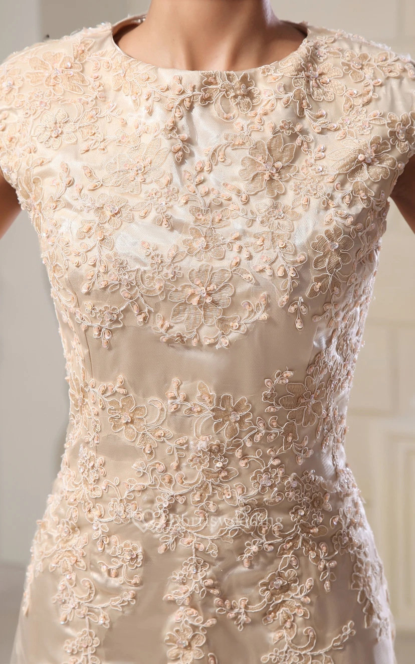 Romantic High-Neck Column Maxi Dress With Lace Appliques view 4