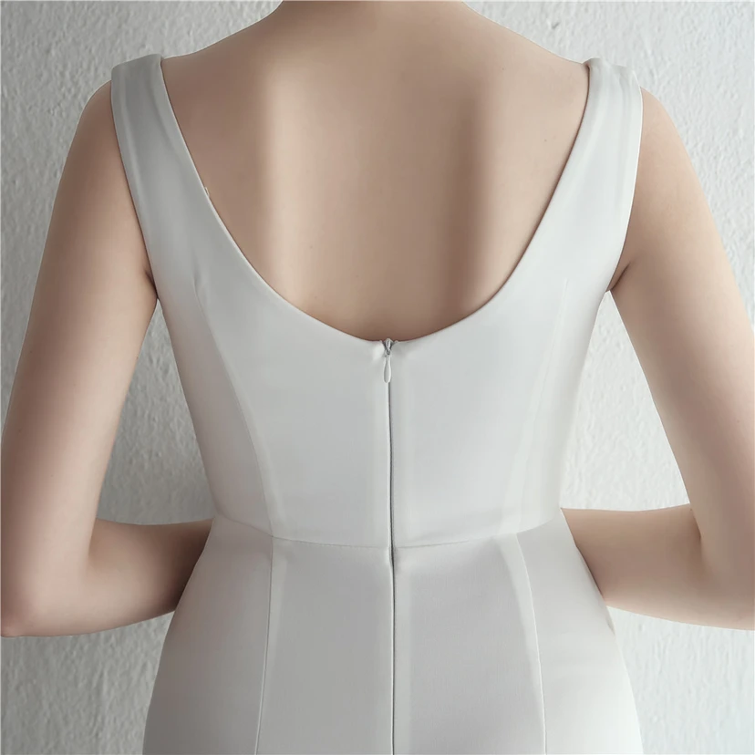 Satin-Kleid mit Perlenbesatz, langem Schlitz, schmal geschnitten, Meerjungfrauenschnitt, für Promi-Dinner, Hochzeiten, Autoausstellungen, Modellbau view 7