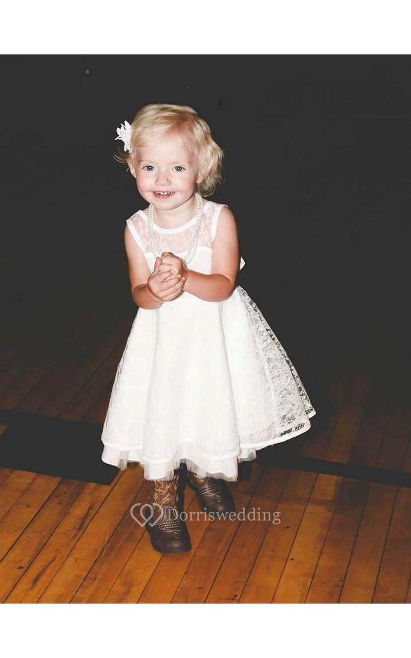 High Illusion Neck Sleeveless Pleated A-line Lace Short Dress view 2