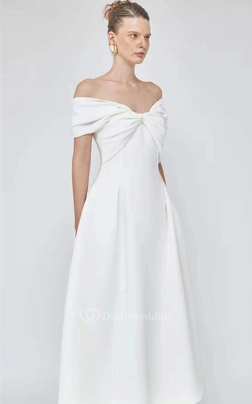 Sleeveless High-end A Line Tea-length Satin Prom Dress view 3