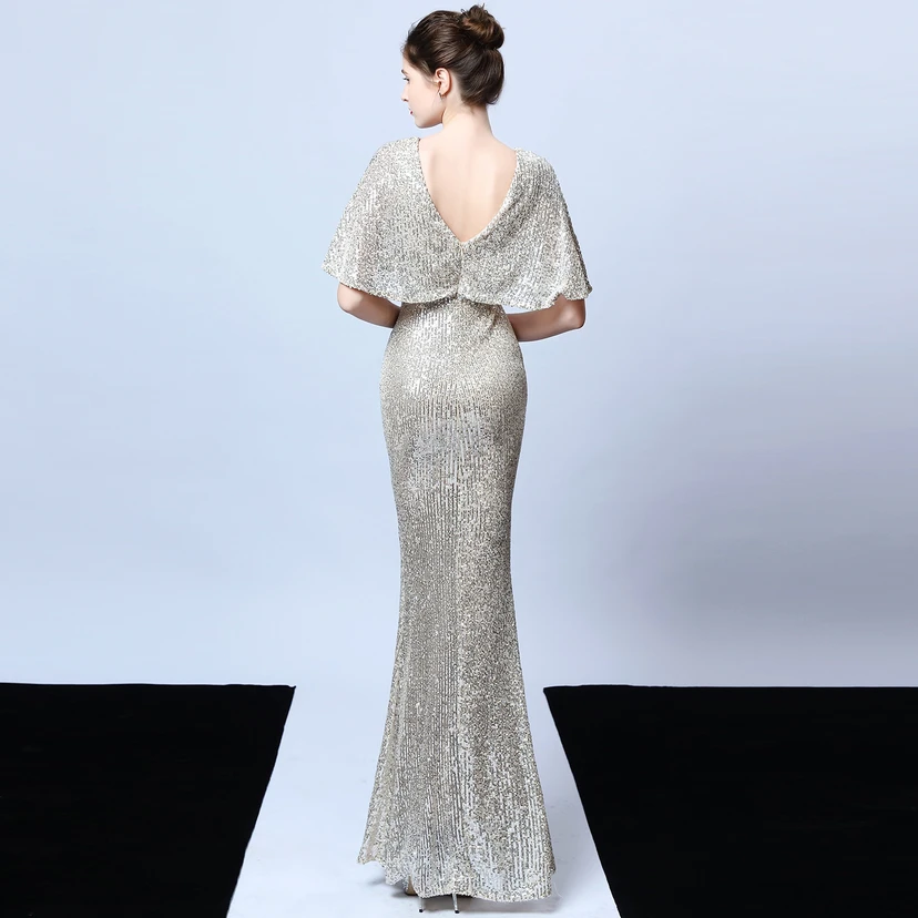 Elegantes Abendkleid mit Polyestergarn, Quasten, Pailletten und Fischschwanzsaum für Damen im Herbst view 10