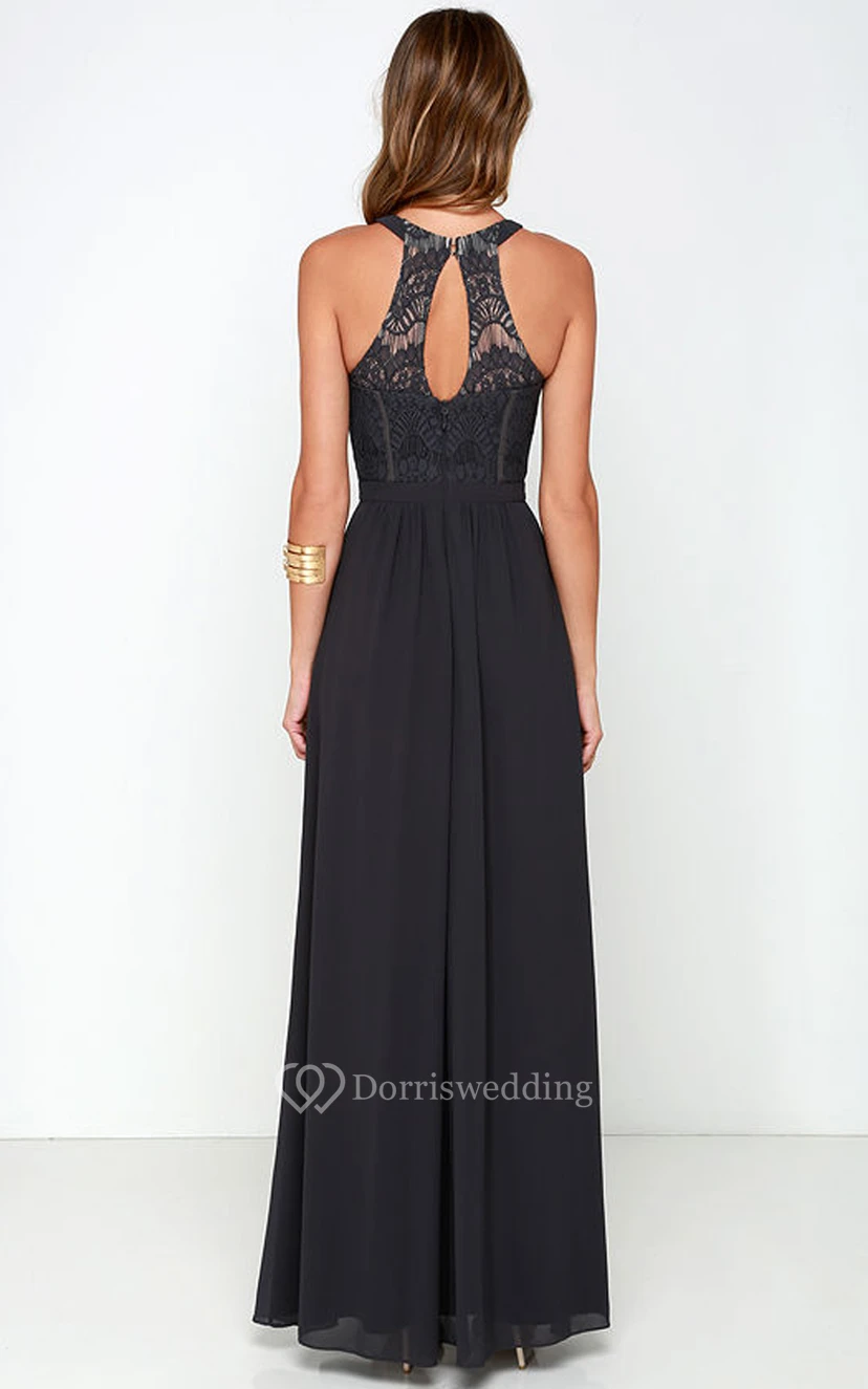 Sleeveless Chiffon Long Noble Dress With Lace Bodice view 2
