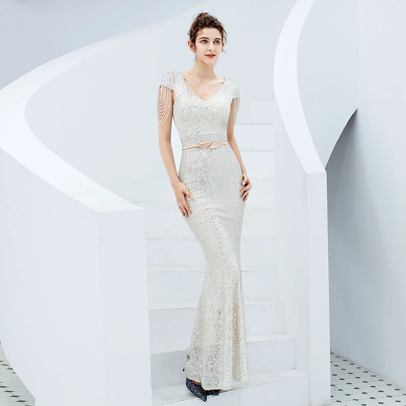 Evening Dress For Women Elegant Banquet Temperament Long Sequins Aura Queen Fishtail Slim view 21