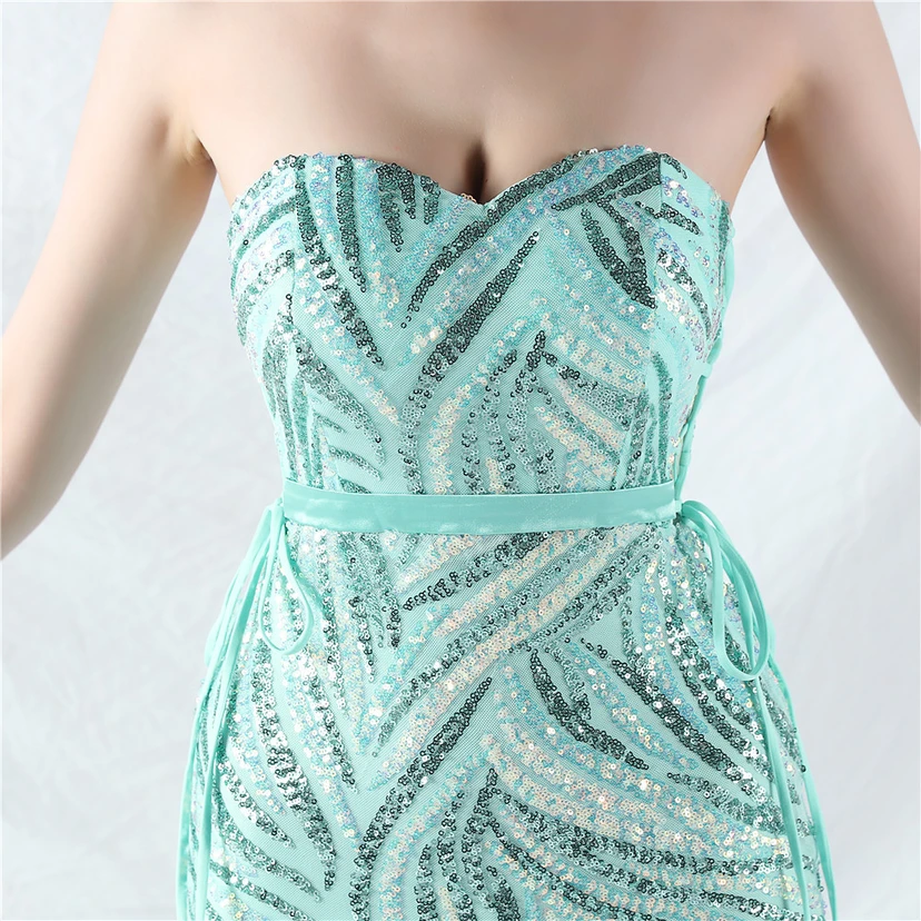 Vestido de noche con tirantes, top tipo tubo y lentejuelas apiladas encriptadas, con método de doble atado de cuerda. view 67