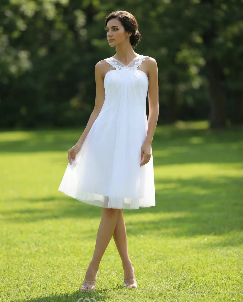 Robe courte sans manches avec superposition de mousseline
