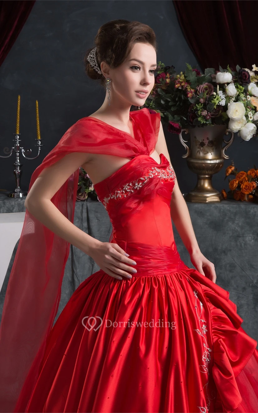 Flamboyant Ruched Sweetheart Draping and Ball-Gown With Embroideries view 8