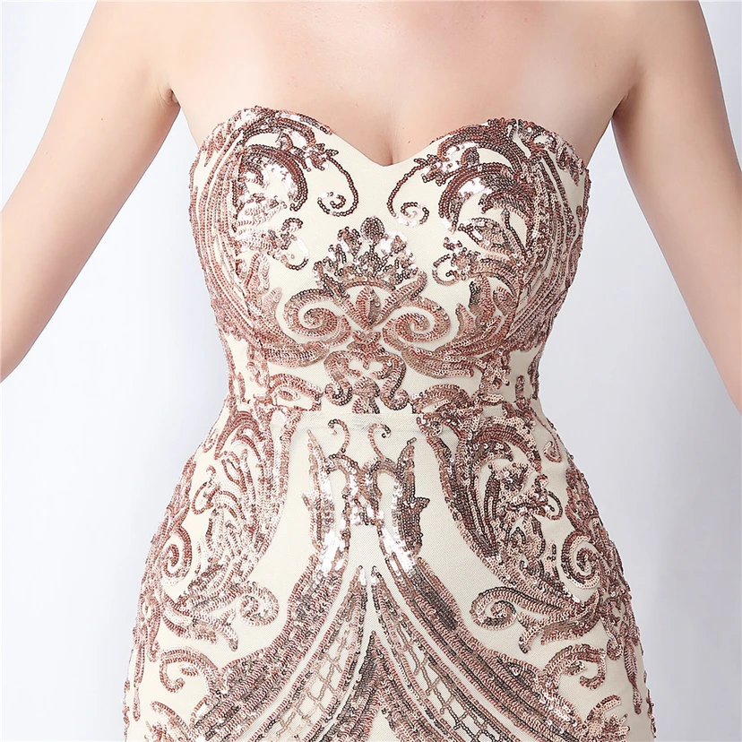 Positionierung Blumenschnitt Netz Pailletten Hochzeitsdinner Toast Party Abendkleid view 53