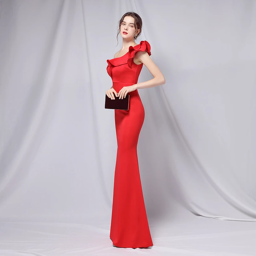 Sechsfarbiges, einseitig schulterfreies Abendkleid für festliche Anlässe, langes, elegantes, figurbetontes und sexy Meerjungfrauenkleid view 35