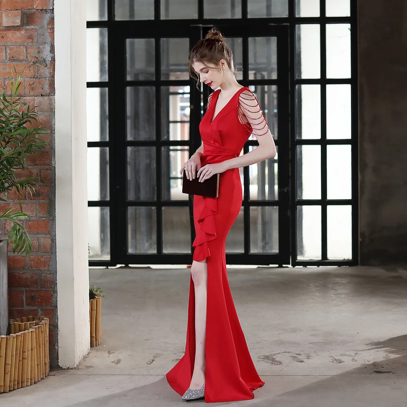 Toast Dress Bride Long Sling Thank-You Banquet Slim Fishtail Skirt Wedding Car Model Exhibition Dress view 44