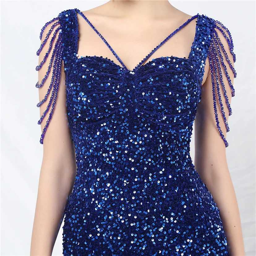 Velvet Handmade Sequined Heavy Craft Beaded Fantasy Sequined Short Skirt Evening Dress view 78