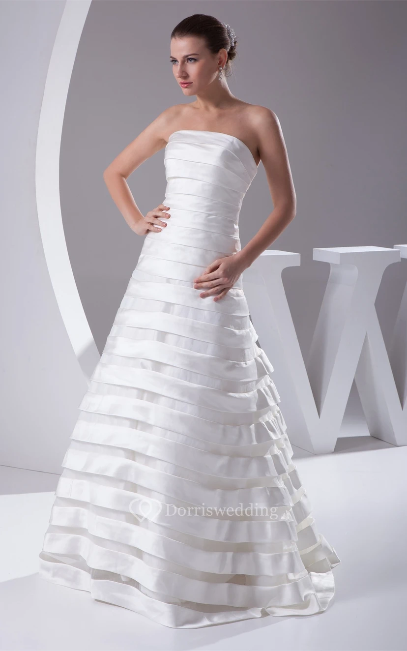 Simple A-Line Floor Length Gown With Bandage and Back Bow view 4