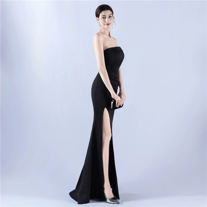 Satin-Abendkleid mit einer Schulter für festliche Anlässe und Bankette view 5