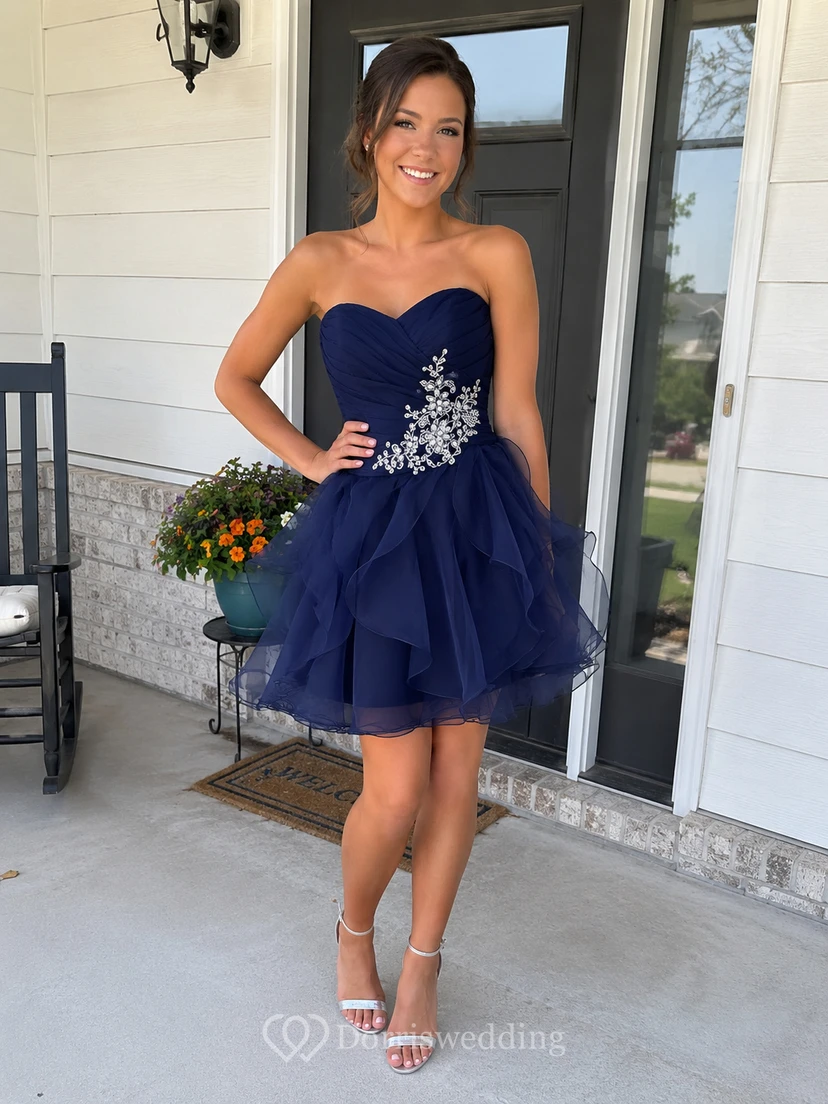 Sweetheart Short Dress With Beadings and Ruffles view 10