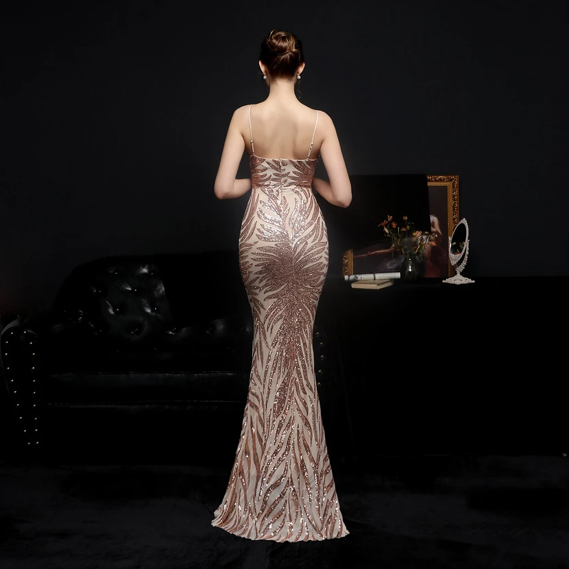 Sequined Fishtail Long Dress Performance Internet Celebrity Event Banquet Car Model Etiquette Evening Dress view 22