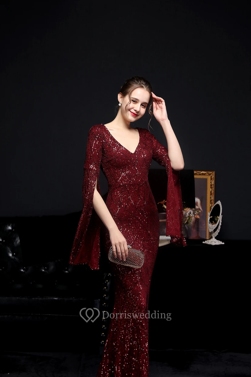 Robe de soirée élégante à sequins, longue, cintrée et sirène, idéale pour les réceptions et les célébrités. view 32