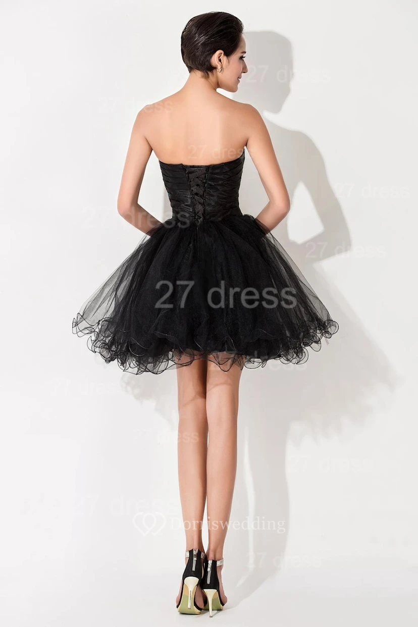Sexy Black Sweetheart Short Tulle Homecoming Dress Peacock Design view 3