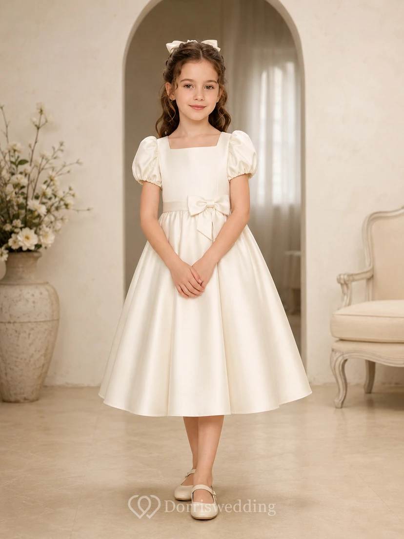Classic Satin with Full Skirt Flower Girl Dress