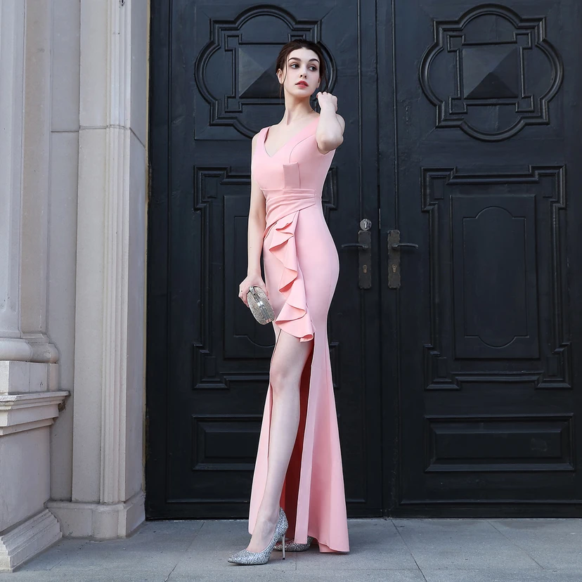 Toast Dress Bride Long Sleeveless Red Thank You Banquet Slim Fishtail Skirt Wedding Car Model Exhibition Dress view 43