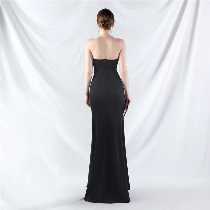 Vestido de noche de satén de alta gama con cola vertical pequeña y chaleco de espina de pescado de estilo palacio, de gran resistencia y cintura ajustada. view 69