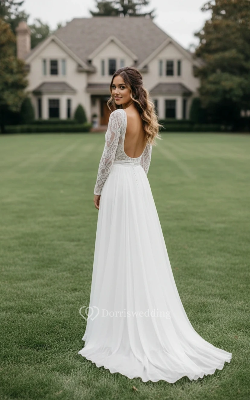Ethereal Flowy Long Sleeve Boho Gown view 2