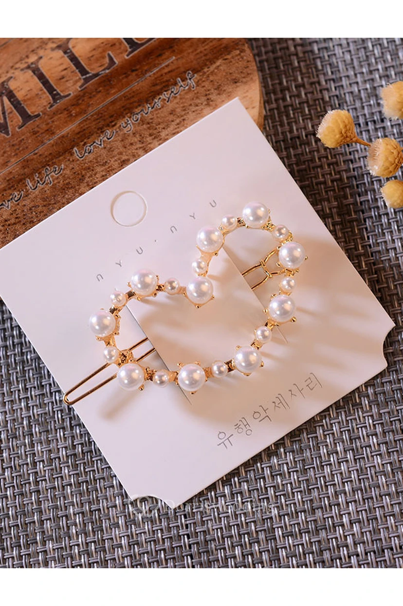 Preciosa pinza para el cabello romántica con forma de círculo, rectángulo, estrella, corazón o corona. view 2