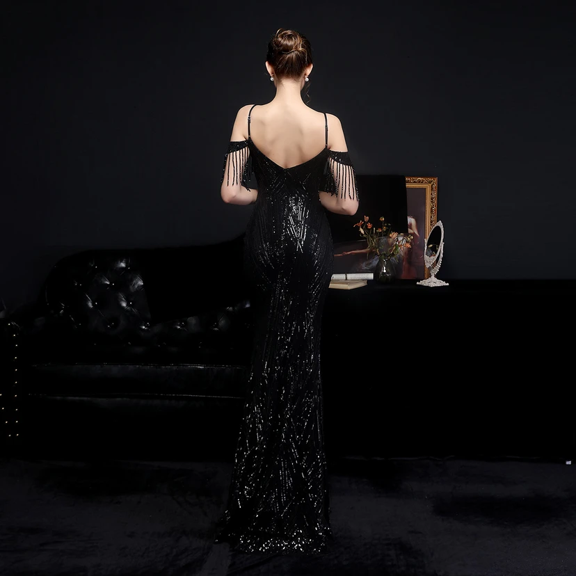 Sequined Fishtail Long Dress Performance Internet Celebrity Event Banquet Car Model Etiquette Evening Dress view 15