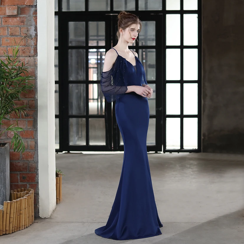 Toast Dress Bride Long Sling Thank You Banquet Slim Fishtail Skirt Wedding Car Model Exhibition Dress view 38