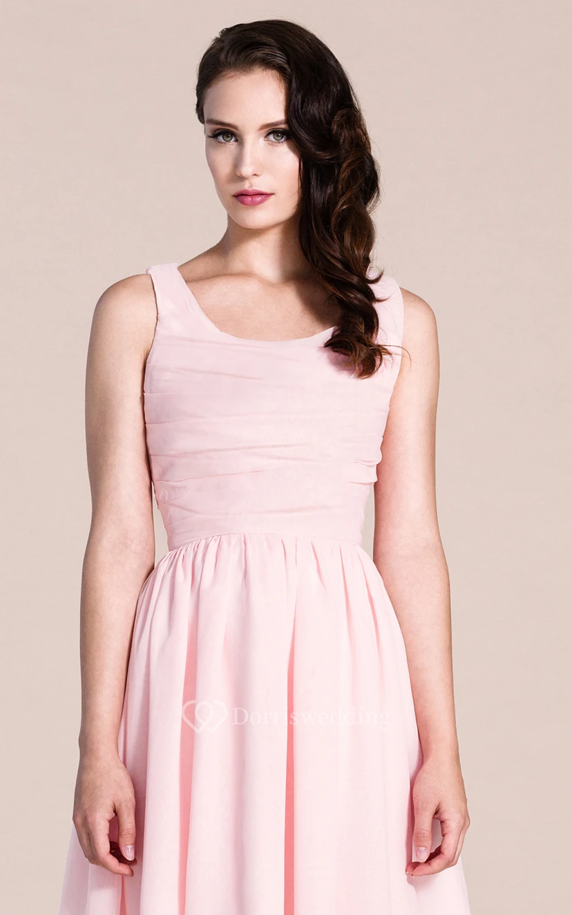 Sleeveless Chiffon Dress With Scoop Neck view 6