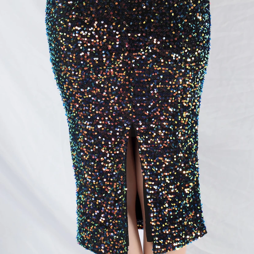 Craft Ostrich Feather Velvet Sequined Evening Dress view 53