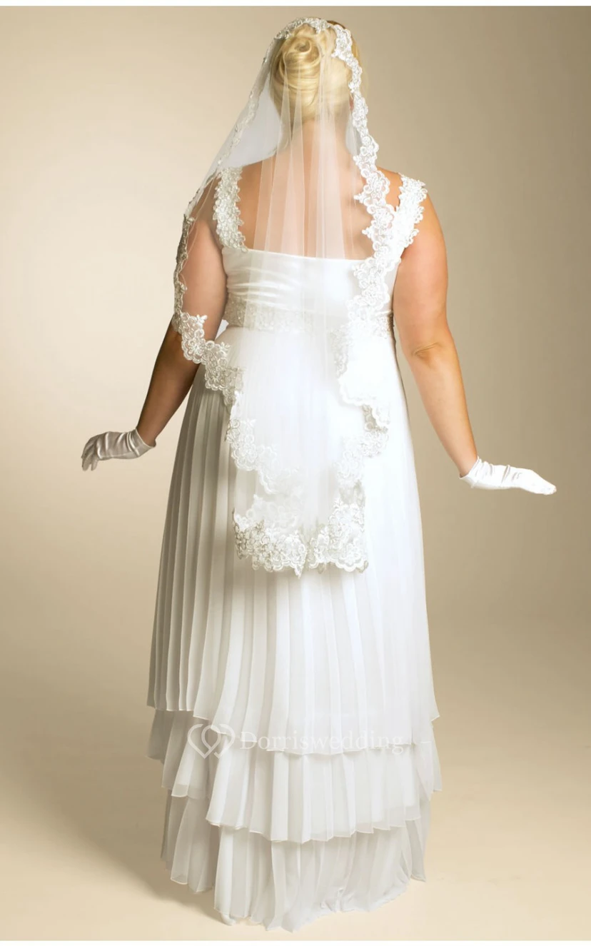 A-line Empire Tiered Dress With Waist Jewellery And Pleats view 2