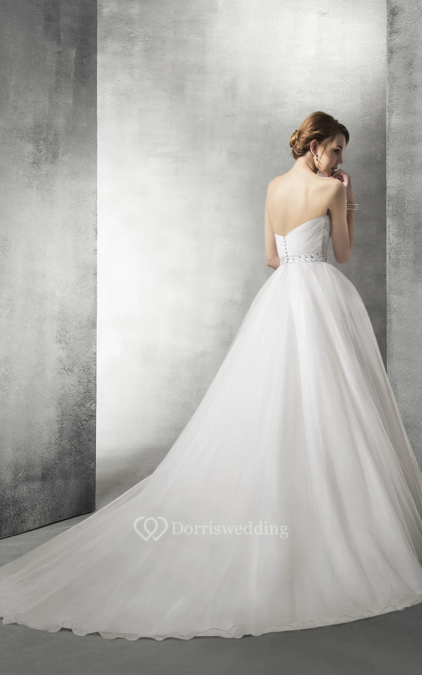 Sweetheart Tulle Ball Gown Wedding Dress With Removable Straps view 2