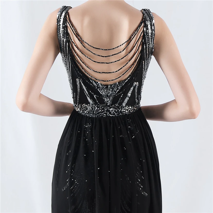 Paillettenbesetzte Blumen auf der Rückseite, Perlenstickerei mit Cape, Abendkleid für die Jahreshauptversammlung view 35