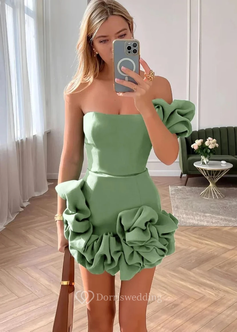Robe crème asymétrique à volants view 5