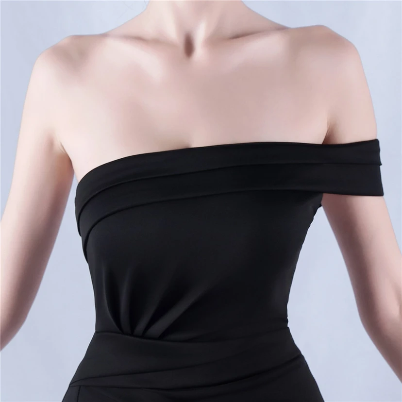 Satin-Abendkleid mit einer Schulter für festliche Anlässe und Bankette view 8