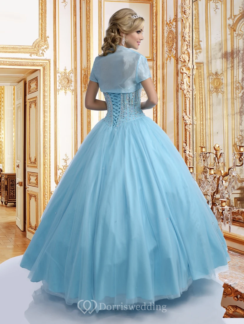 Tulle Sweetheart Ball Gown With Asymmetrical Beaded Lines view 2
