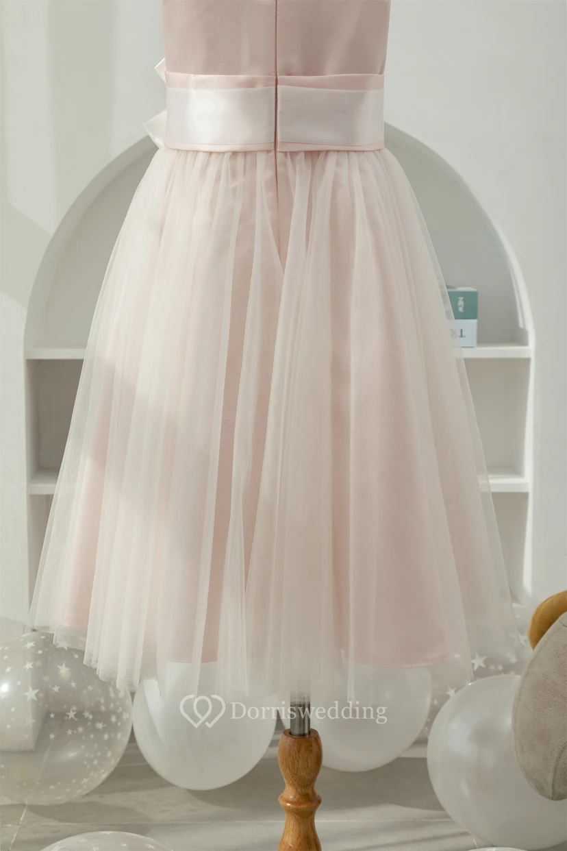 Petal Scoop Sleeveless A-line Tulle Flowergirl Dress view 8