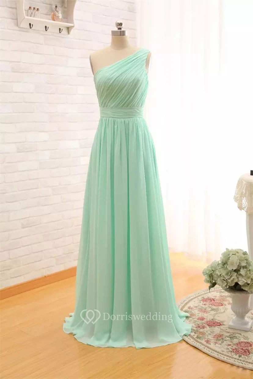 Vestido de dama de honor largo hasta el suelo, sin mangas, de gasa, con escote corazón y corte en A, con cremallera en la espalda. view 2