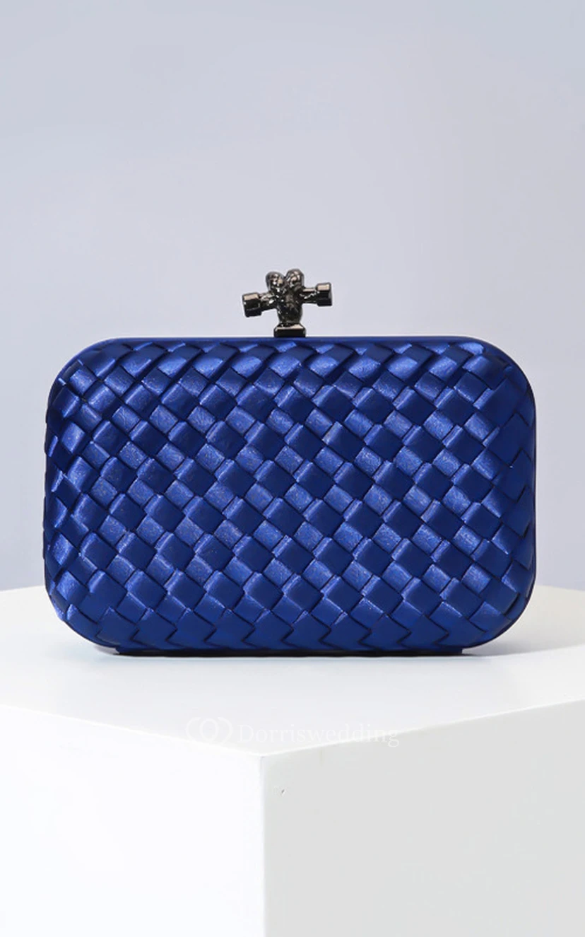 Woven Satin Clutch with Top Clasp view 3