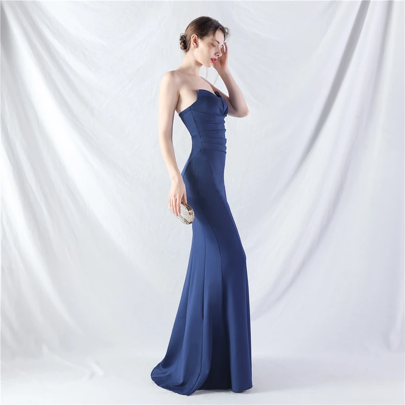 Craft Dress Sexy Off-Shoulder Wrapped Chest Satin Evening Dress view 11