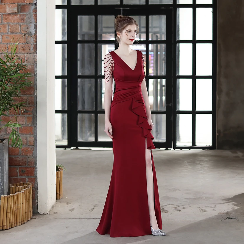 Toast Dress Bride Long Sling Thank-You Banquet Slim Fishtail Skirt Wedding Car Model Exhibition Dress view 32
