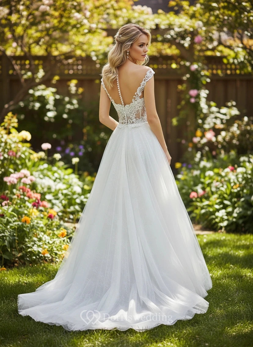Robe de mariée en tulle fluide et décontractée view 2