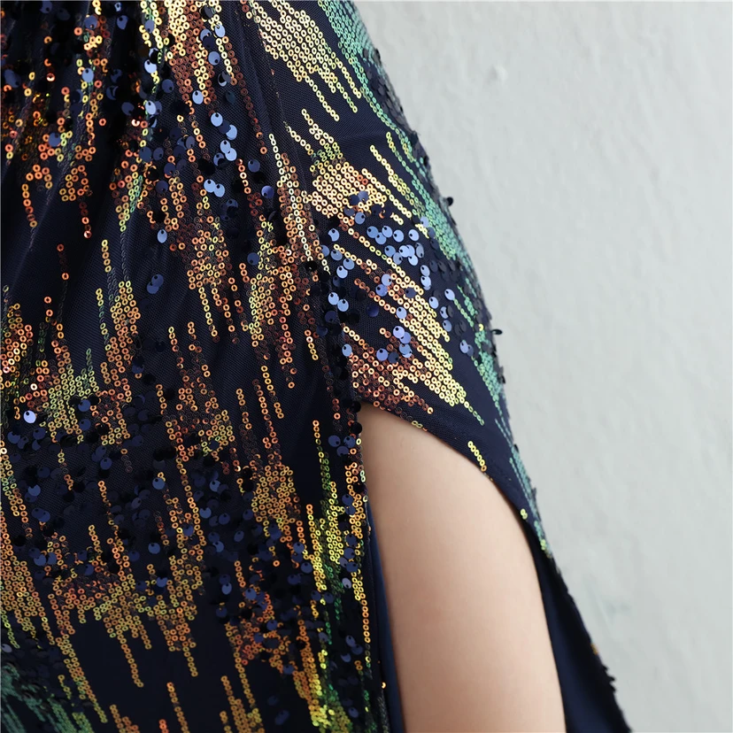Nouvelle jupe longue fendue à sequins Aura Queen, style banquet de célébrités. view 45