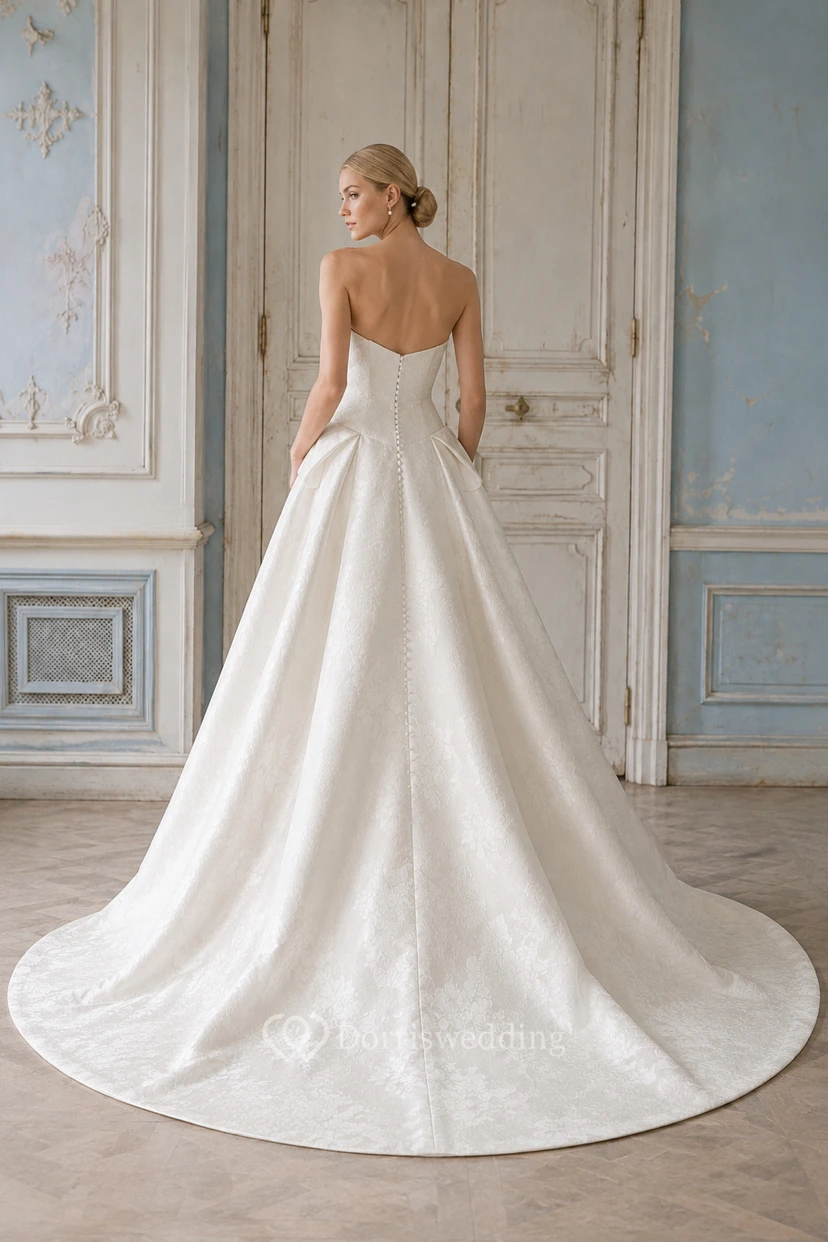 Strapless Satin Ball Gown Wedding Dress with Sweetheart Neckline view 2
