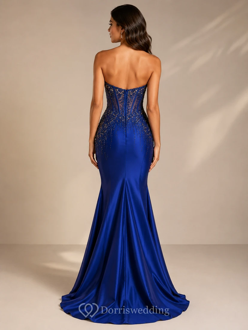 Meerjungfrauen-Pailletten-Abendkleid mit trägerlosem, ärmellosem Design und Paillettenbesatz, bodenlang view 2