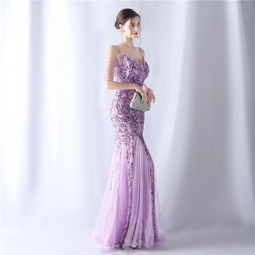 Robe de soirée haut de gamme en maille perlée et ornée de perles, modèle 3034. view 58